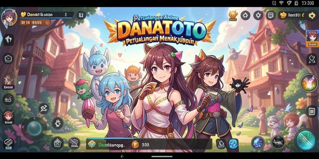 Tampilan menarik dari gameplay DANATOTO dengan karakter anime ikonik.
