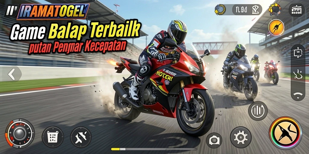 Screenshot menunjukkan aksi balap motor yang mendebarkan dan penuh adrenalin.