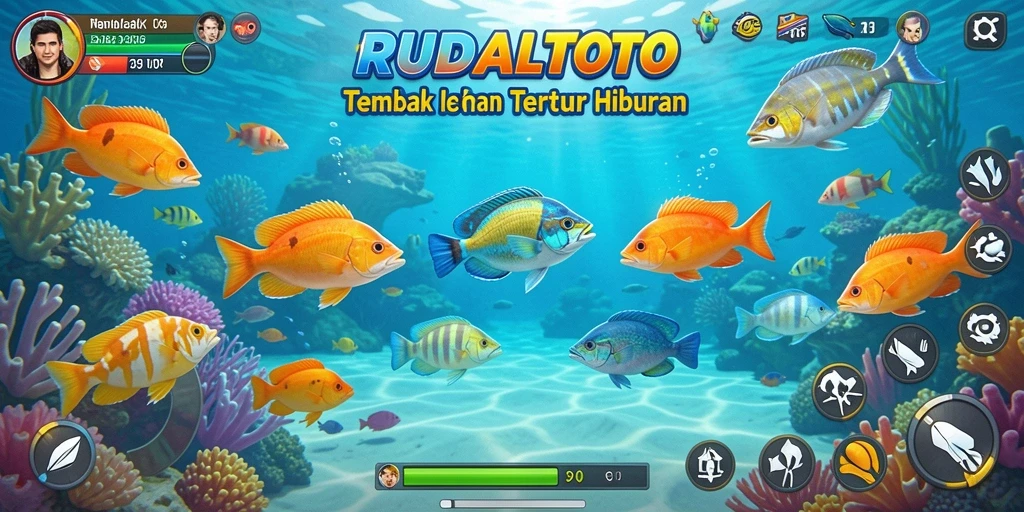Tampilan gameplay menembak ikan yang seru dan penuh warna.