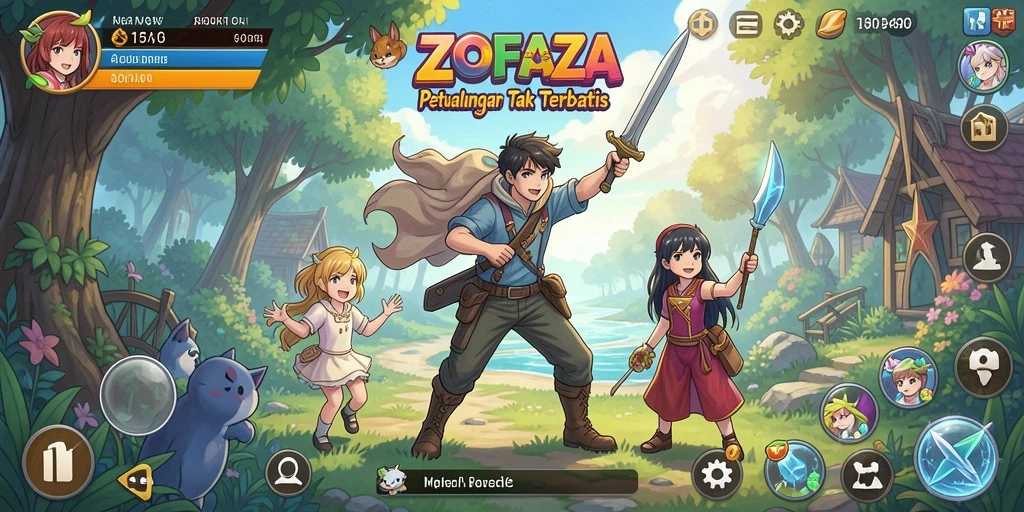Gameplay ZOFAZA menampilkan aksi seru dalam dunia anime.